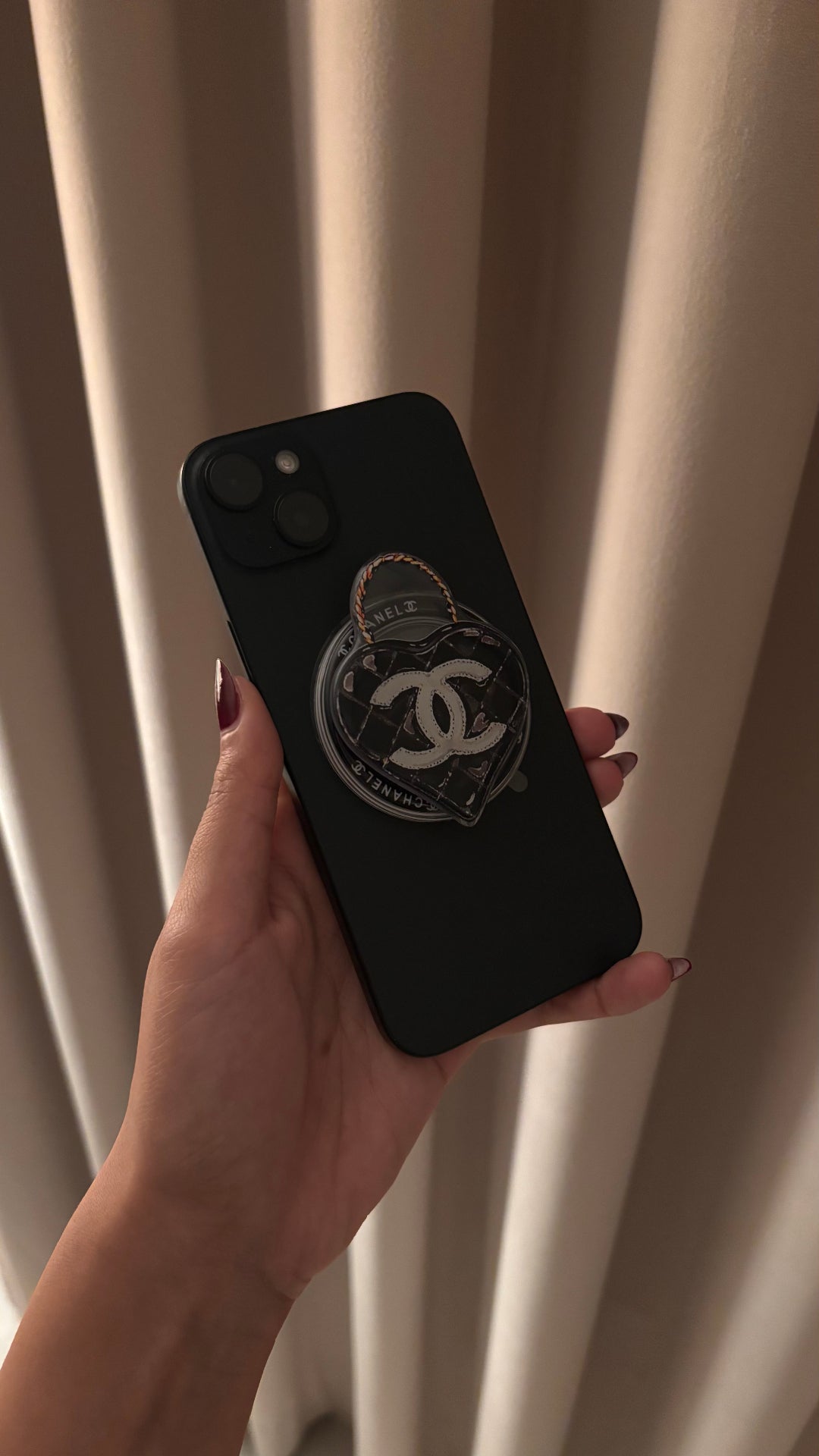Chanel Heart Quilted Phone Grip