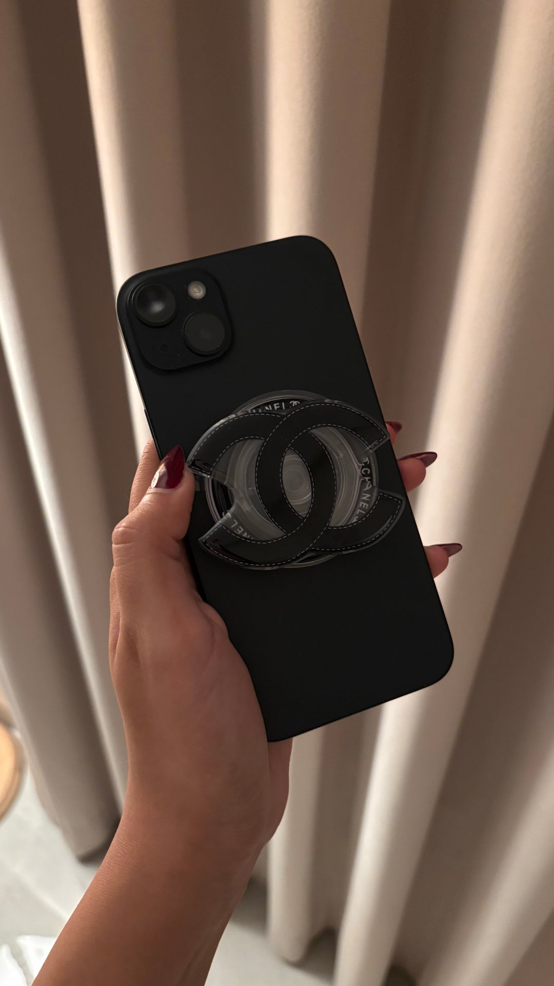 Chanel CC Black Stitched Phone Grip