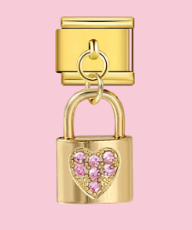 Gold Pink Lock Pendant
