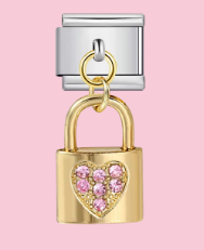 Silver Pink Lock Pendant