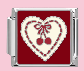 Silver Cherry Heart Charm