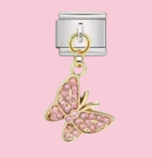 Silver Pink Butterfly Pendant