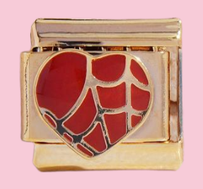 Gold Red Spider Heart Charm