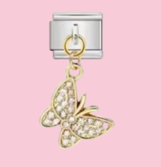 Silver Crystal Butterfly Pendant