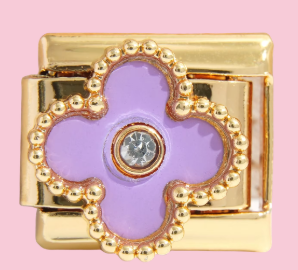 Gold Purple Clover Charm