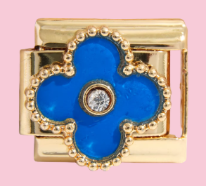 Gold Blue Clover Charm