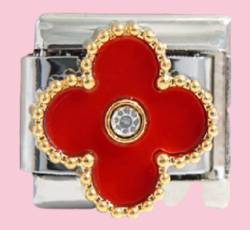 Silver Red Clover Charm