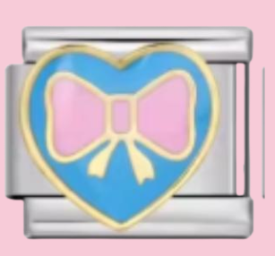 Silver Blue Bow Heart Charm