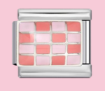Silver Pink Checker Charm