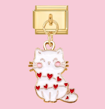 Gold White Cat Pendant