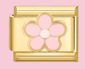Pink Flower Gold Charm