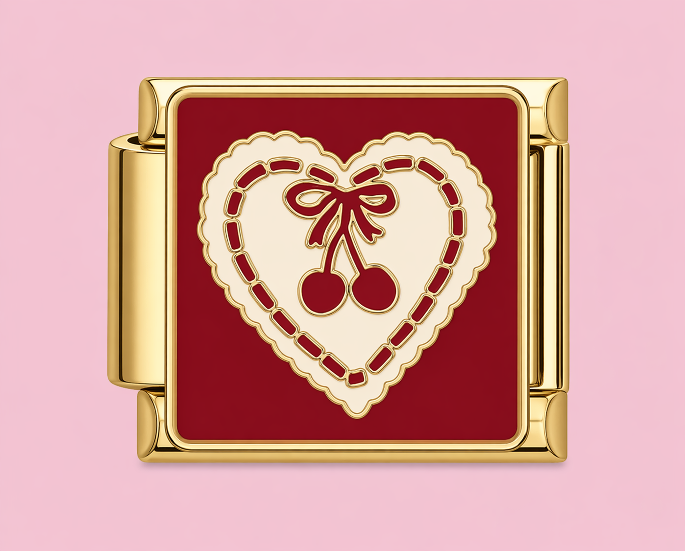 Gold Cherry Heart Charm