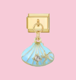 Gold Blue Shell Pendant Charm
