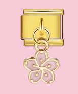 Gold Pink Flower Pendant Charm