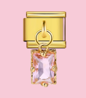 Gold Pink Gem Pendant Charm