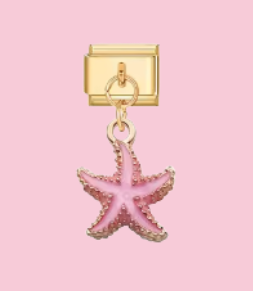Gold Pink Starfish Pendant Charm