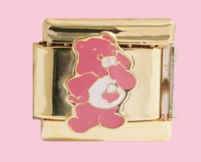 Gold Pink Care Bear Charm