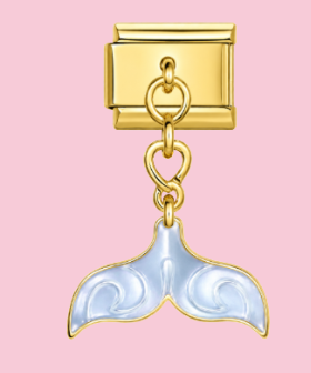 Gold Blue Mermaid Tail Pendant Charm
