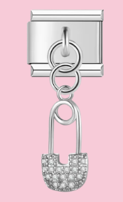 Silver Crystal Padlock Pendant Charm