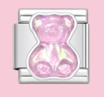Silver Light Pink Gummy Bear Charm
