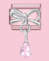 Pink Bow Crystal Pendant Charm
