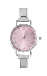 Circular Pink Silver Watch