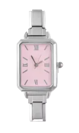 Square Pink Silver Watch