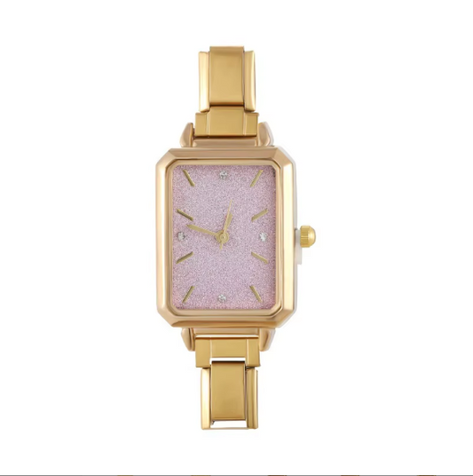Square Glitter Pink Watch