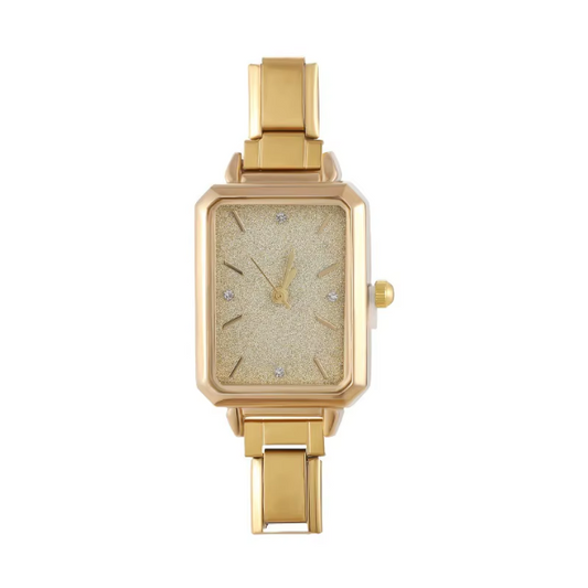 Square Glitter Gold Watch
