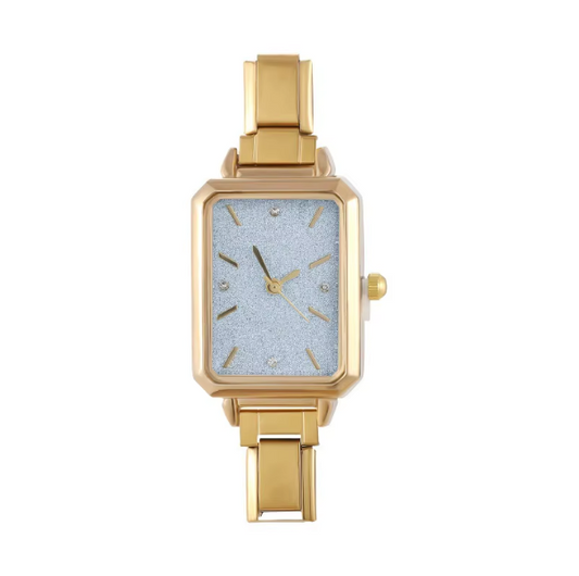 Square Blue Gold Watch