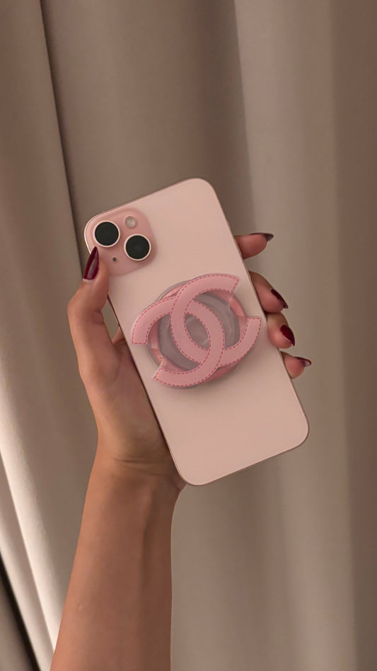Chanel CC Pink Stitched Heart Phone Grip