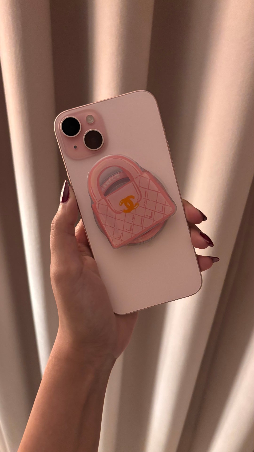 Chanel Pink Quilted Bag Phone Grip