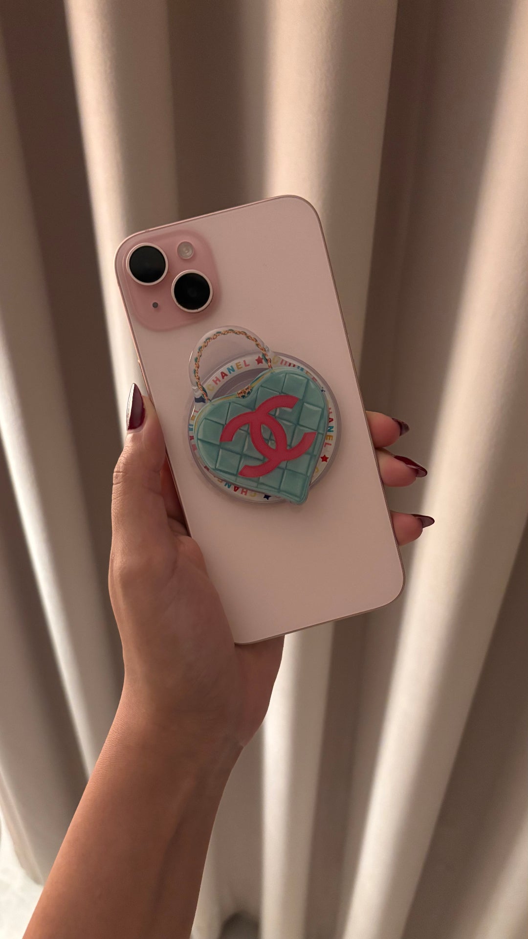 Chanel Mint Heart Bag Phone Grip
