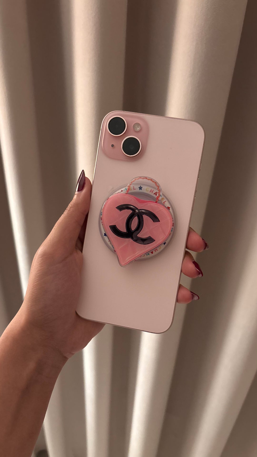 Chanel Pink Heart Bag Phone Grip