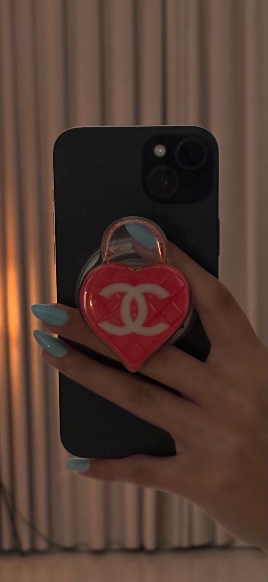 Chanel CC Pink Quilted Heart Phone Grip