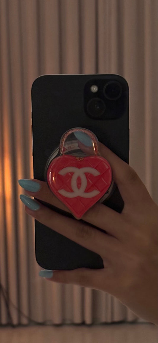 Chanel CC Pink Quilted Heart Phone Grip