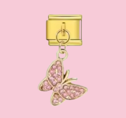 Gold Pink Butterfly Pendant