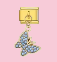 Gold Blue Butterfly Pendant