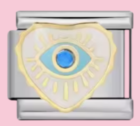 Silver Evil Eye Heart Charm