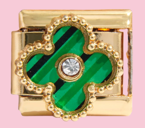 Gold Green Clover Charm