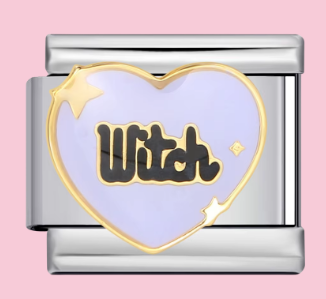 Silver Witch Heart Charm