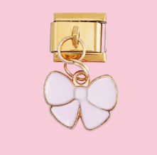 Gold Light Pink Bow Pendant