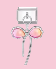 Silver Pink Bow Pendant