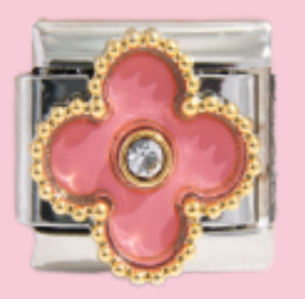 Silver Pink Clover Charm