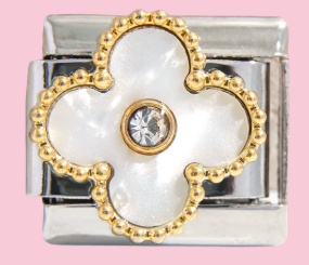 Silver White Clover Charm