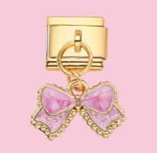 Gold Pink Bow Pendant