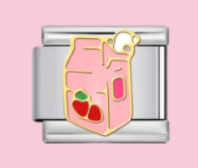 Silver Strawberry Milk Charm