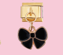 Gold Black Bow Pendant