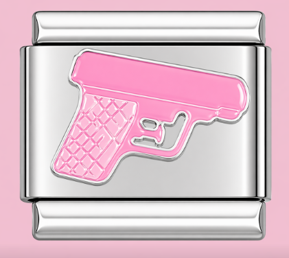 Silver Pink Water Gun Charm