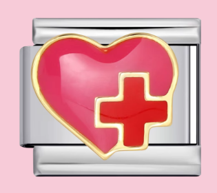 Silver Red Cross Heart Charm